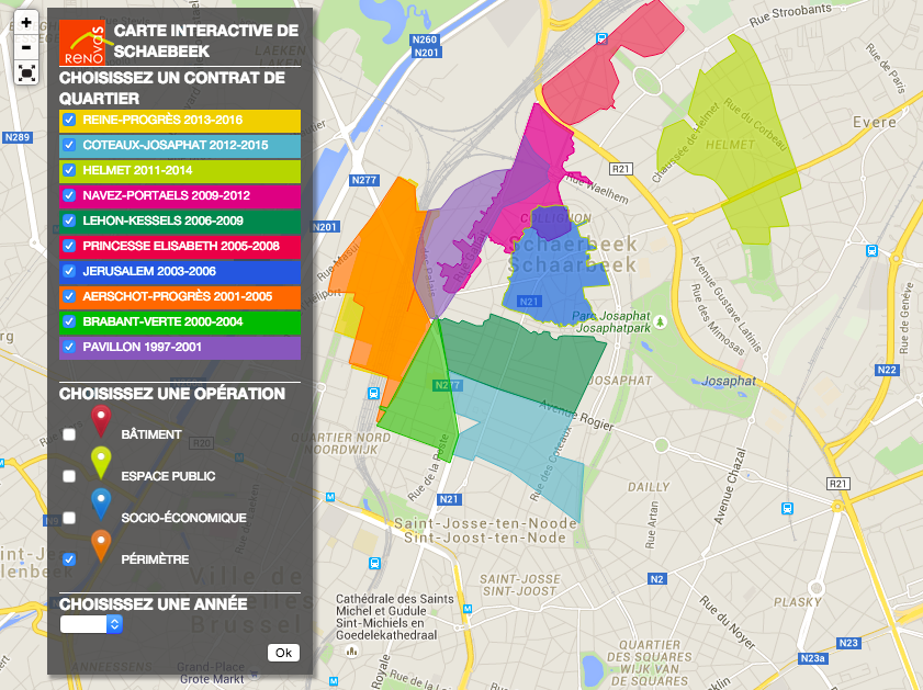 Carte interactive des CQD de Schaerbeek (source: RenovaS, http://goo.gl/UjBs5a)